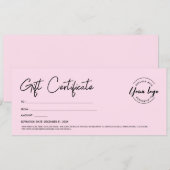 Invitation Script moderne Custom Logo Certificat cadeau de lo (Devant / Derrière)