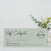 Invitation Script moderne Custom Logo Certificat cadeau Logo (Debout devant)
