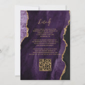 Invitation Script moderne d'agate violet Code QR Mariage (Dos)