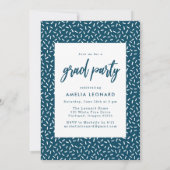 Invitation Script moderne Dark Blue Photo Graduation Party (Dos)