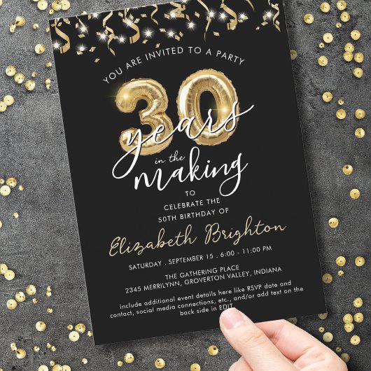 Invitation Script moderne de 30e anniversaire Streamers