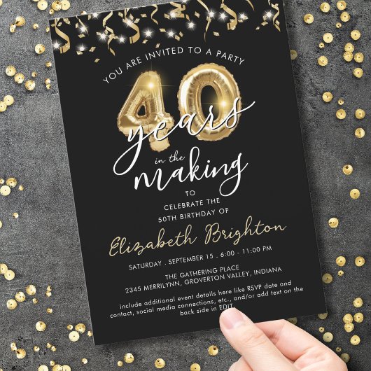 Invitation Script moderne de 40e anniversaire Streamers