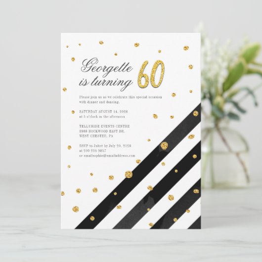 Invitation Script moderne de 60e anniversaire (Debout devant)
