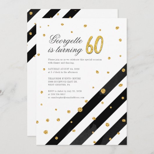 Invitation Script moderne de 60e anniversaire (Devant / Derrière)
