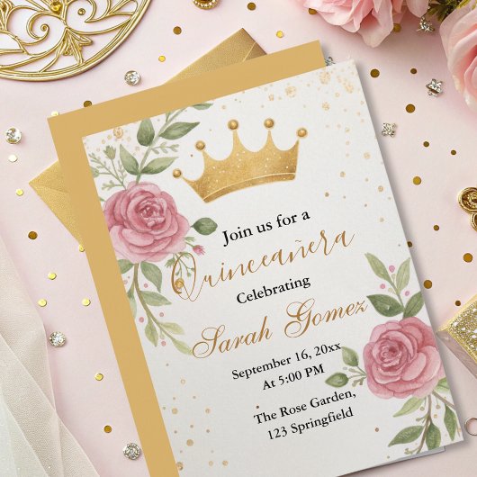 Invitation Script Moderne Design Chic Or Floral Anniversaire