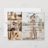 Invitation script moderne design quatre photos collage mariag (Devant)
