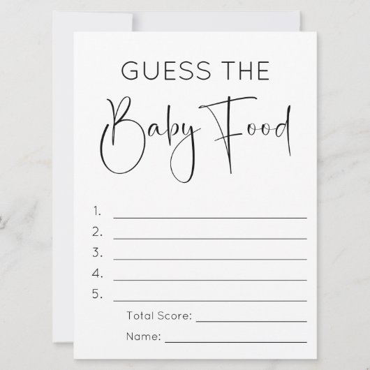 Invitation Script Moderne Devinez Le Baby shower Baby Food Ga (Devant)