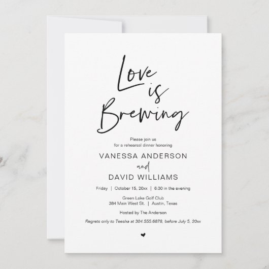 Invitation Script moderne, Dîner de répétition et fête (Devant)