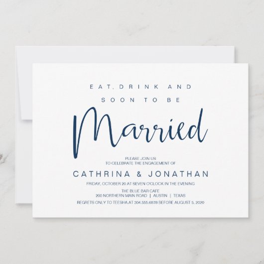 Invitation Script moderne, Dîner Fiançailles Fête (Devant)