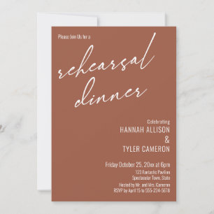 Invitation Script moderne Dîner simple de répétition Terracot