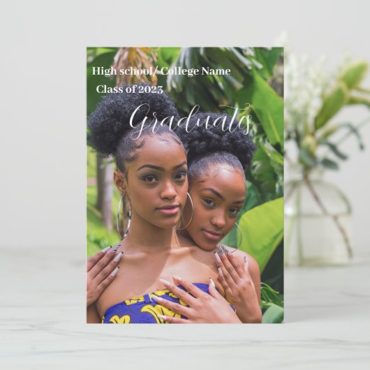 Invitation Script moderne Double Graduation party classe 23 (Debout devant)