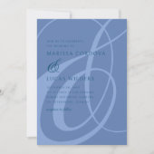 Invitation Script moderne Dusty Blue Ampersand Mariage (Devant)