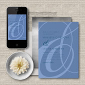 Invitation Script moderne Dusty Blue Ampersand Mariage