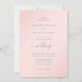 Invitation Script moderne Dusty Blue et Blush Mariage (Devant)