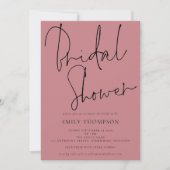 Invitation Script moderne Dusty Fête des mariées Rose (Devant)