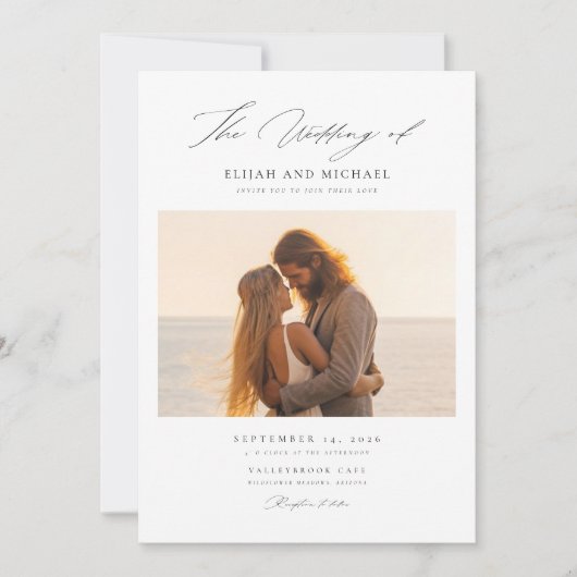 Invitation Script moderne Elegant Beach Wedding Photo (Devant)