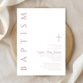Invitation Script moderne élégant Filles roses Baptême