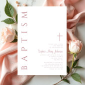 Invitation Script moderne élégant Filles roses Baptême