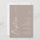 Invitation Script moderne élégant Genre Neutral Boho Baptême (Devant)