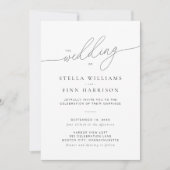 Invitation Script moderne élégant minimaliste QR Code Mariage (Devant)