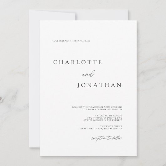 Invitation Script moderne élégant noir et blanc Mariage Invi (Devant)