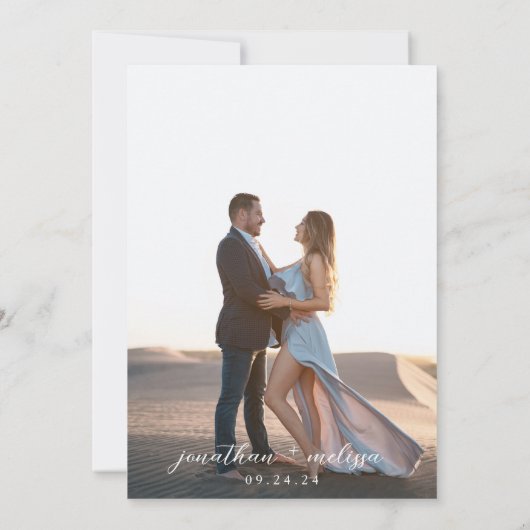 Invitation Script moderne élégant Photo Code QR Rsvp Mariage (Dos)