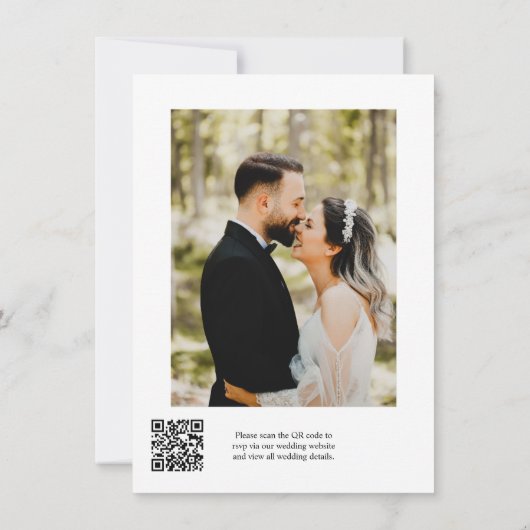 Invitation Script moderne élégant QR Code Photo Budget Mariag (Dos)