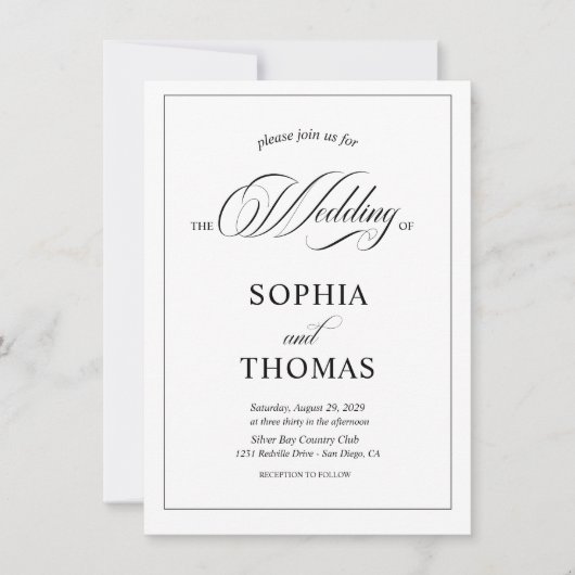 Invitation Script moderne élégant QR Code Photo Budget Mariag (Devant)