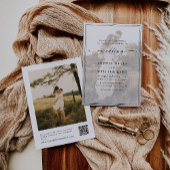Invitation Script moderne élégant QR Code Photo Budget Mariag