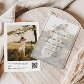 Invitation Script moderne élégant QR Code Photo Budget Mariag