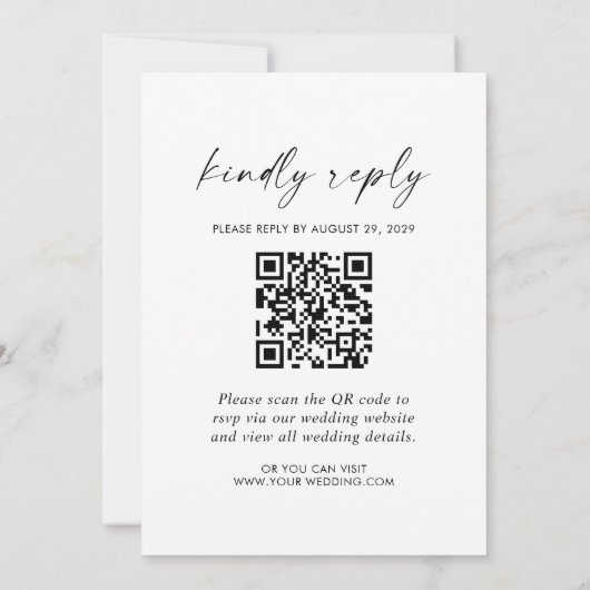 Invitation Script moderne élégant QR Code photo RSVP mariage (Dos)