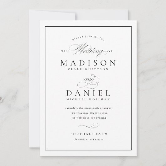 Invitation Script moderne élégant tout en un Mariage (Devant)