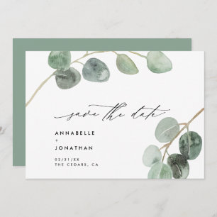 Invitation Script moderne élégant vintage non photo eucalyptu