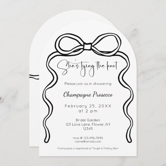 Invitation Script moderne Elle noue la Fête des mariées de no (Devant / Derrière)