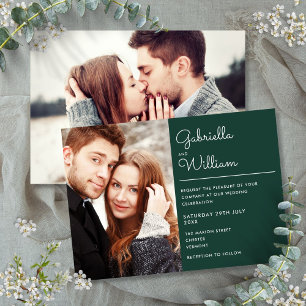 Invitation Script moderne Emerald Green 2 Mariage photo