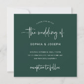 Invitation Script moderne | Emerald Green Mariage (Devant)