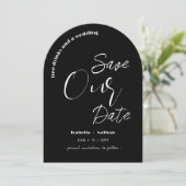 Invitation Script Moderne Enregistrer La Date Mariage De Bois (Debout devant)