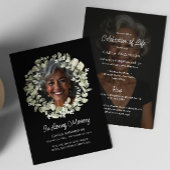 Invitation Script moderne Eucalyptus Photo Funérailles/Mémori