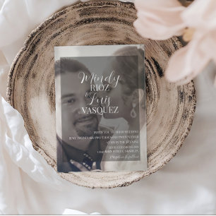 Invitation Script moderne Faux Velum Mariage photo transparen