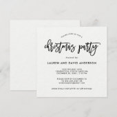 Invitation Script moderne | Fête de Noël noire et blanche (Devant / Derrière)