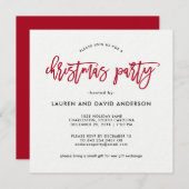 Invitation Script moderne | Fête de Noël rouge et blanc (Devant / Derrière)