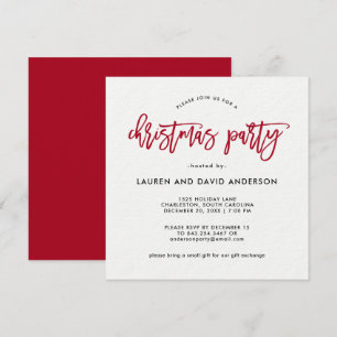 Invitation Script moderne Fête de Noël rouge et blanc