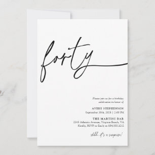 Invitation Script moderne fête du trentième anniversaire