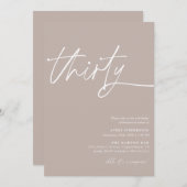 Invitation Script moderne fête du trentième anniversaire (Devant / Derrière)