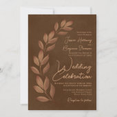 Invitation Script moderne & Feuilles de chute Châtaigner Mari (Devant)