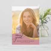 Invitation Script Moderne Forme Rose Photo Graduation Or (Debout devant)