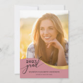 Invitation Script Moderne Forme Rose Photo Graduation Or (Devant)