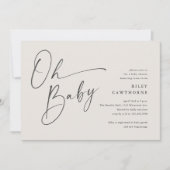 Invitation Script moderne Genre Neutre Oh Baby shower (Devant)