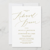Invitation Script moderne, Gold, Dîner de répétition Mariage (Devant)