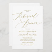 Invitation Script moderne, Gold, Dîner de répétition Mariage (Devant / Derrière)